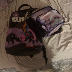 Purple and Black Backpack Set